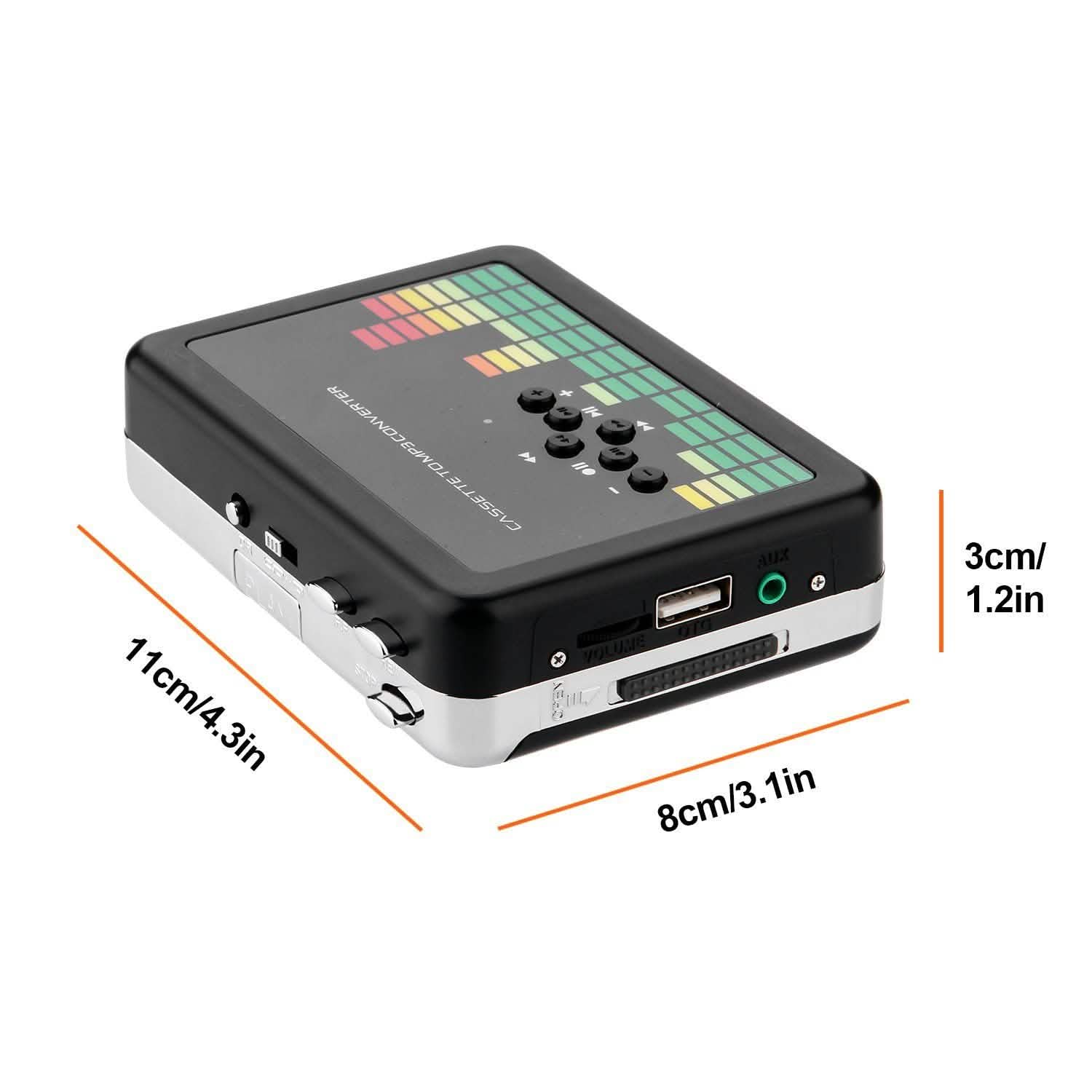 Portable Cassette Audio Music Player Tape-To-MP3 Converter Cassette Recorder