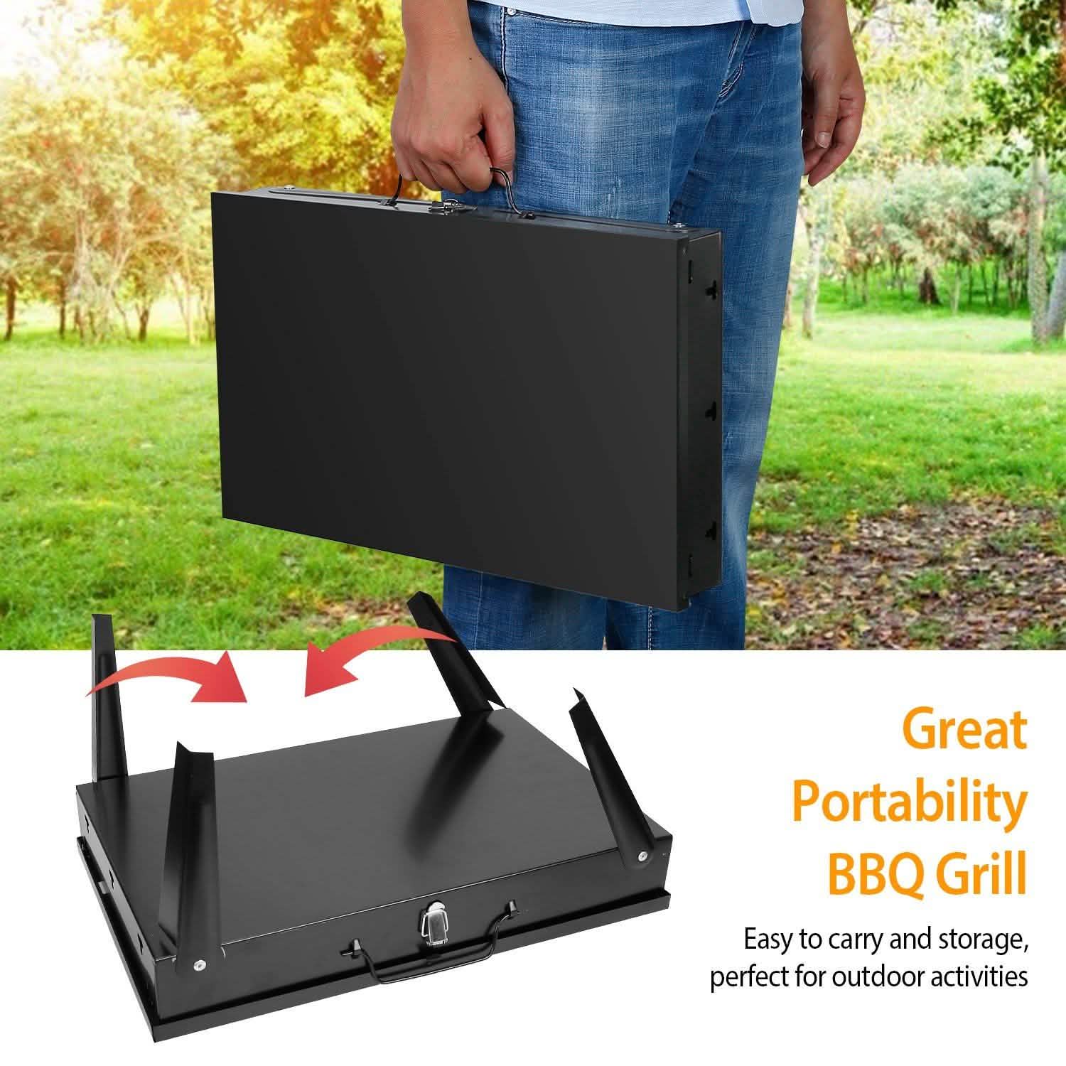 Portable Charcoal Grill Foldable BBQ Suitcase