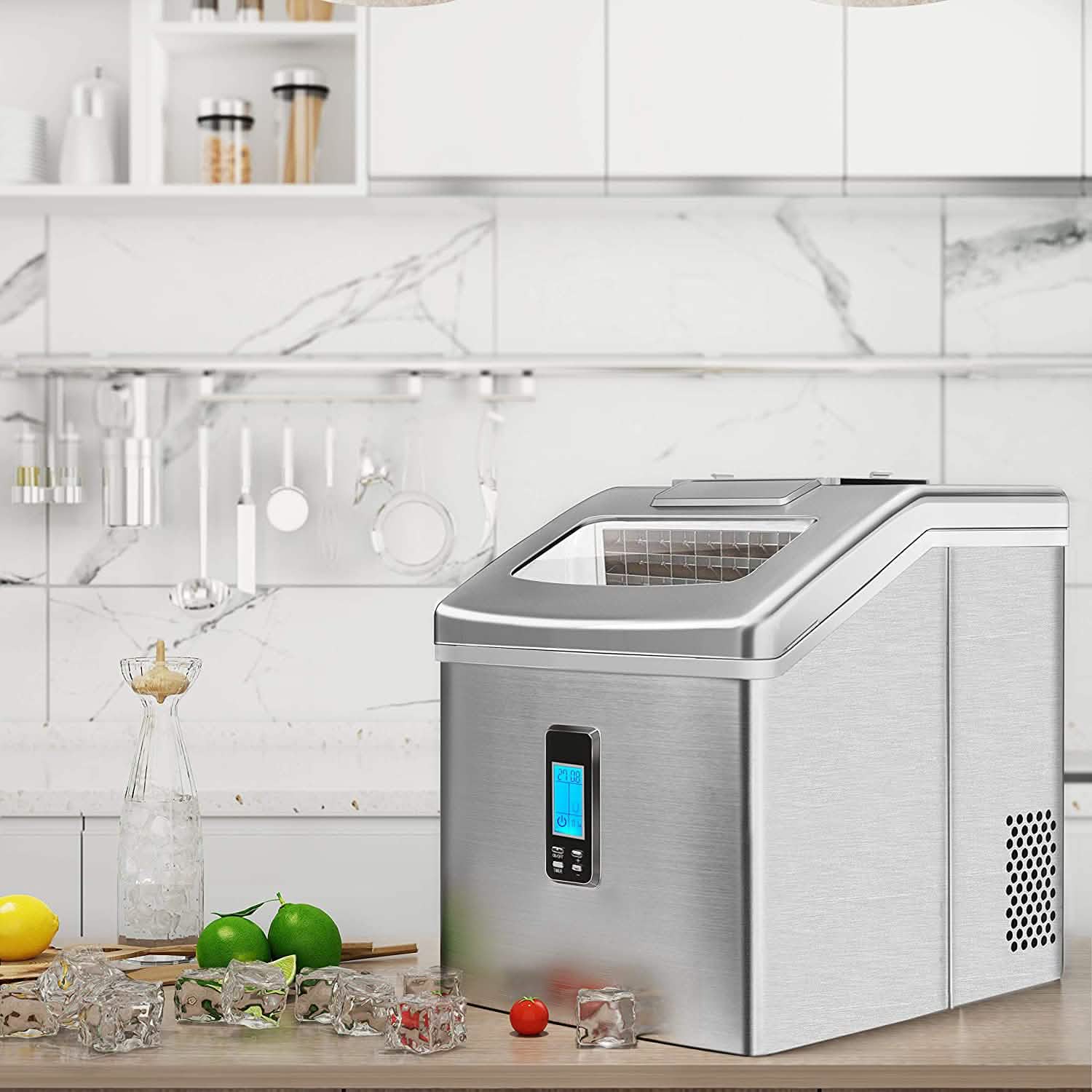 Portable Countertop Clear Ice Maker Stainless Steel Ice Maker