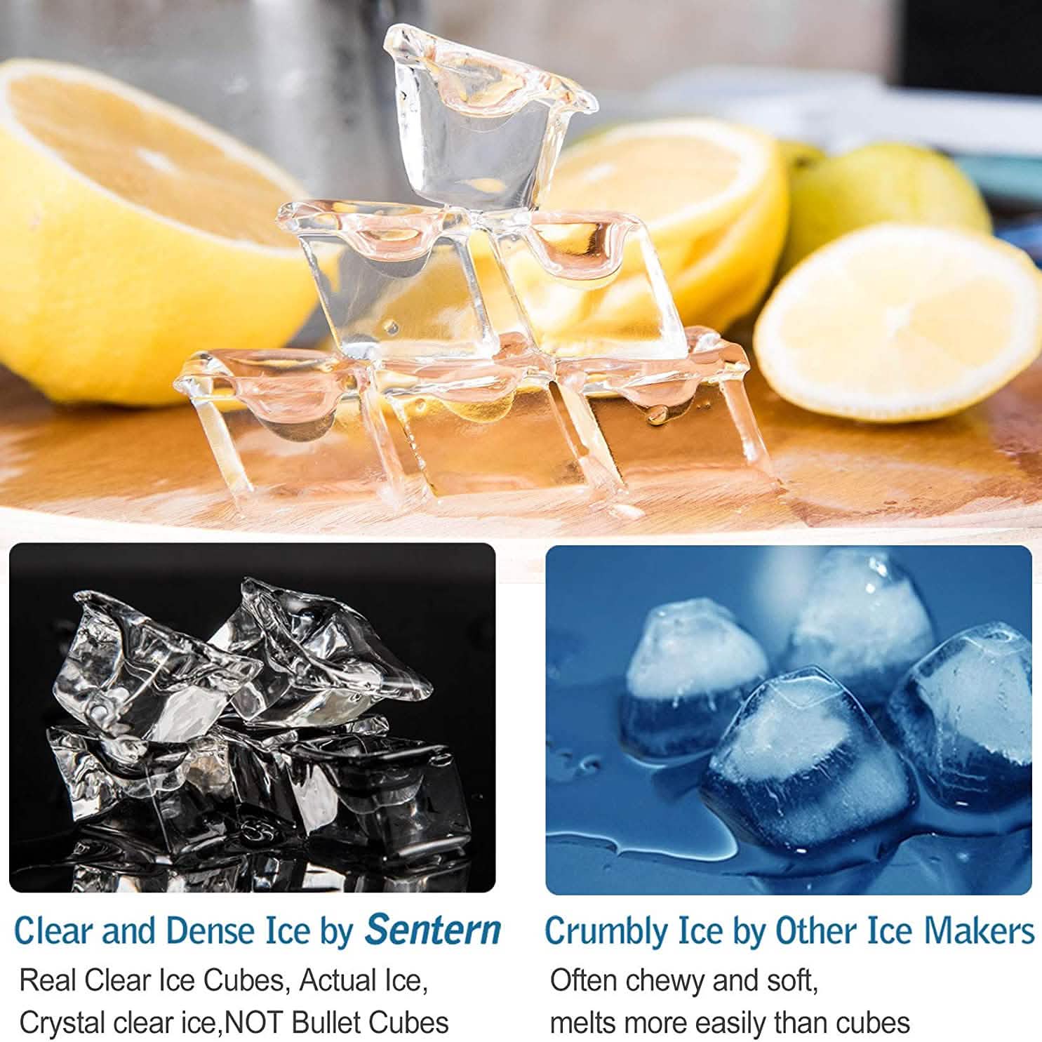 Portable Countertop Clear Ice Maker Stainless Steel Ice Maker