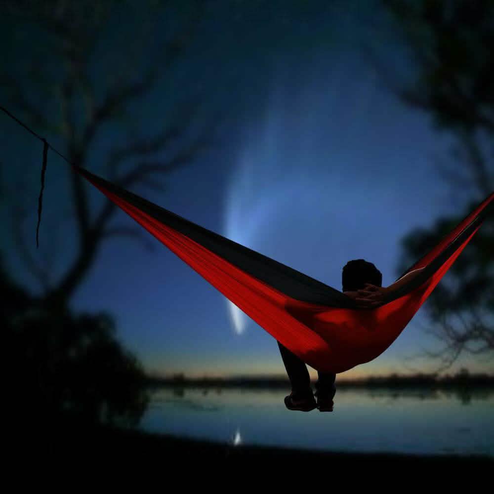 Portable Double Person Canvas Hammock Outdoor Camping Garden Beach Travel Swing