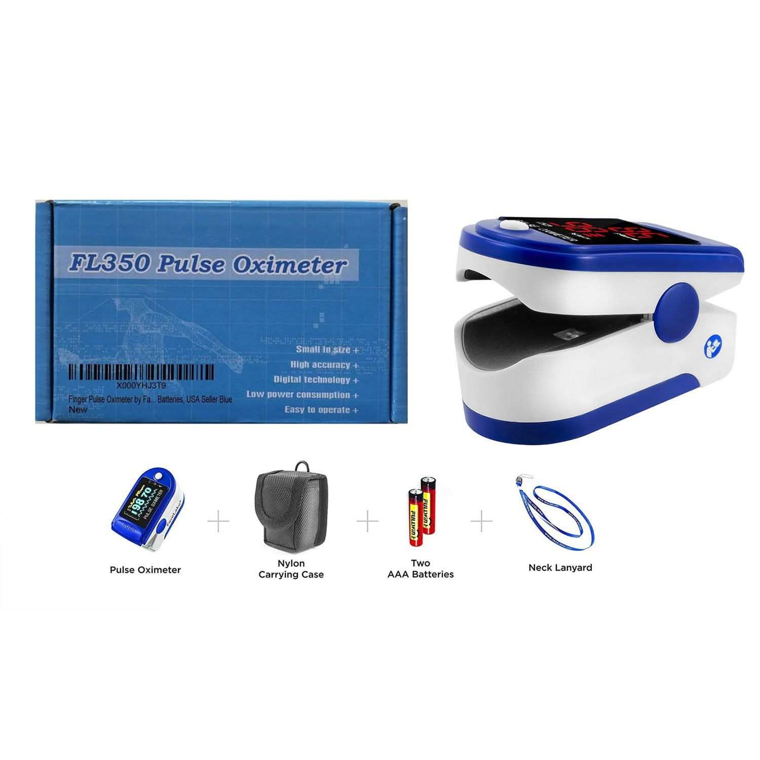 Portable Fingertip Pulse Oxygen Sugar Blood Oximeter Monitor