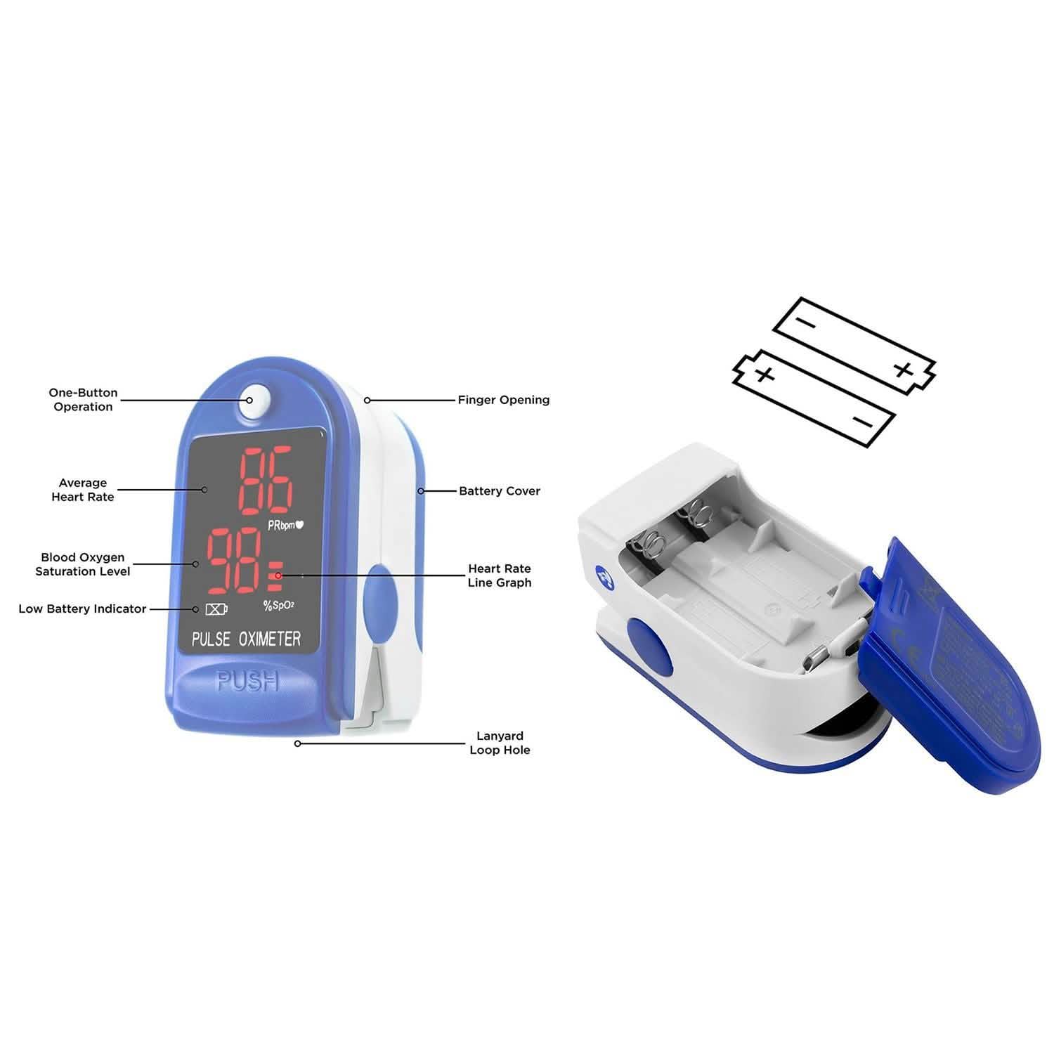 Portable Fingertip Pulse Oxygen Sugar Blood Oximeter Monitor