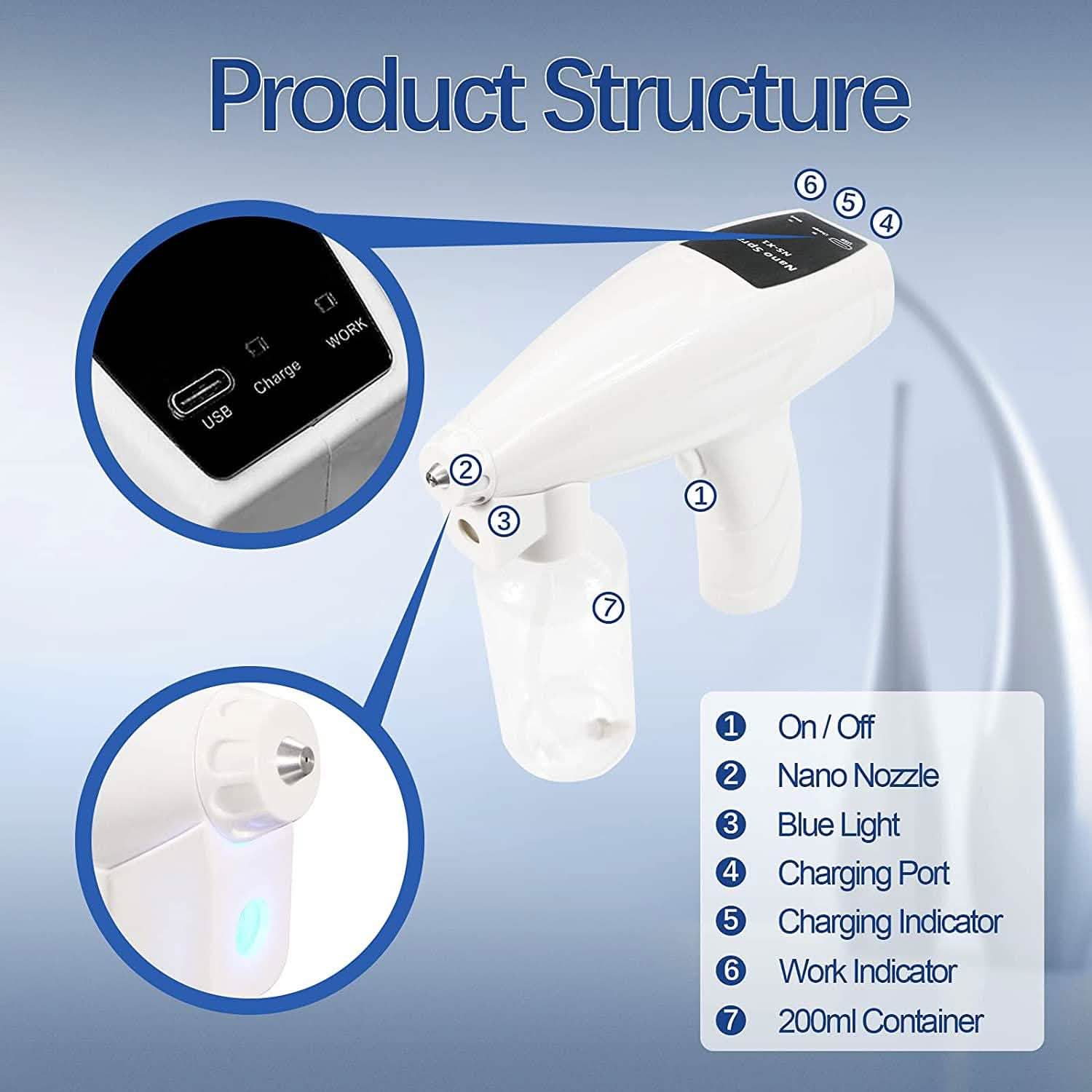 Portable Handheld Sprayer with Blue Light