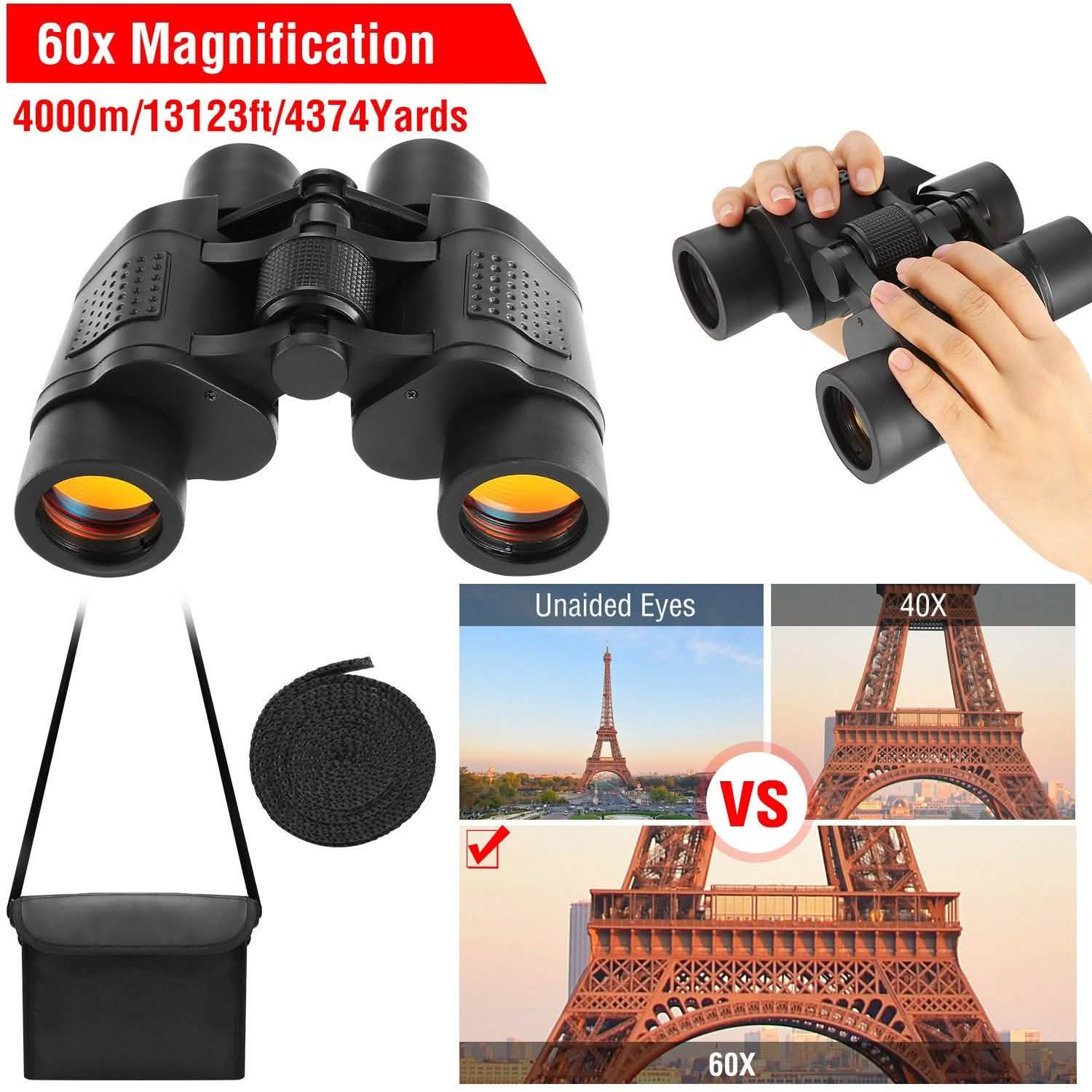Portable HD Binoculars with Shoulder Strap Bag