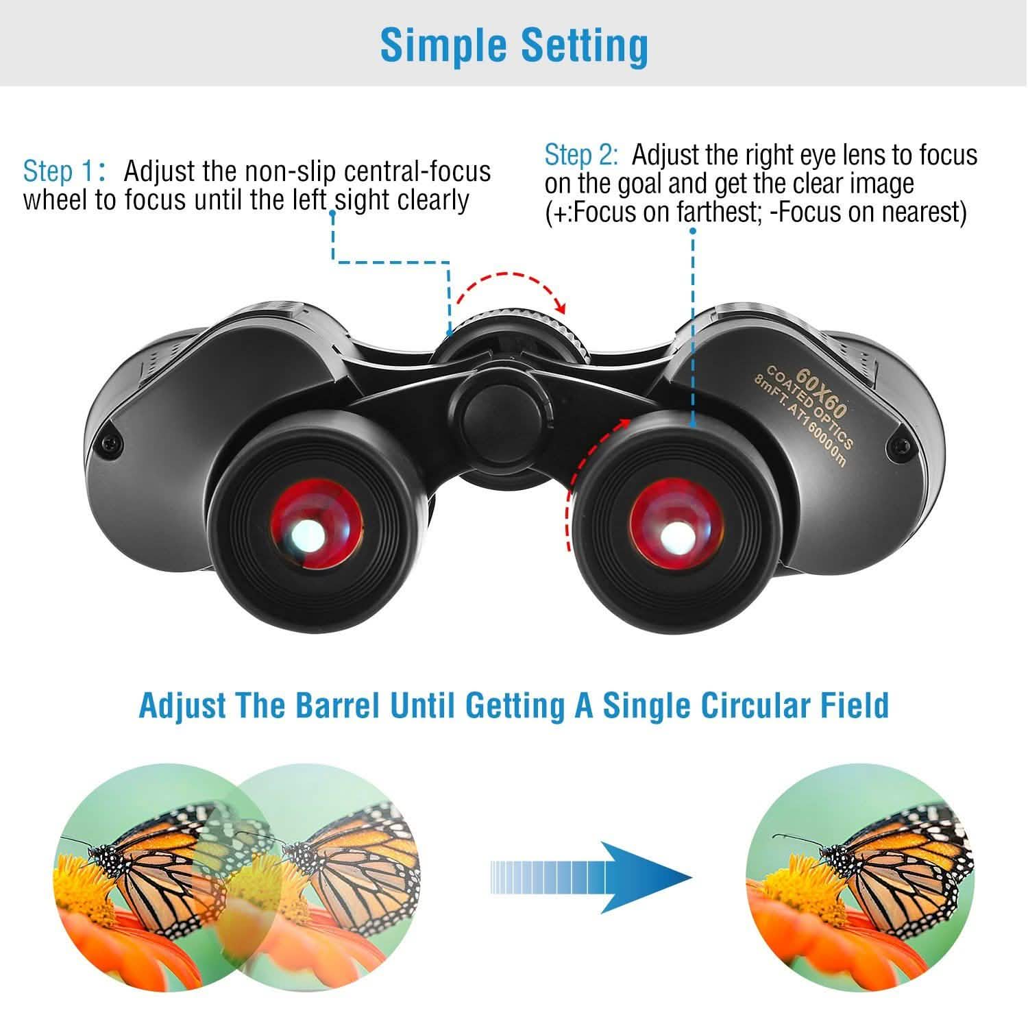 Portable HD Binoculars with Shoulder Strap Bag