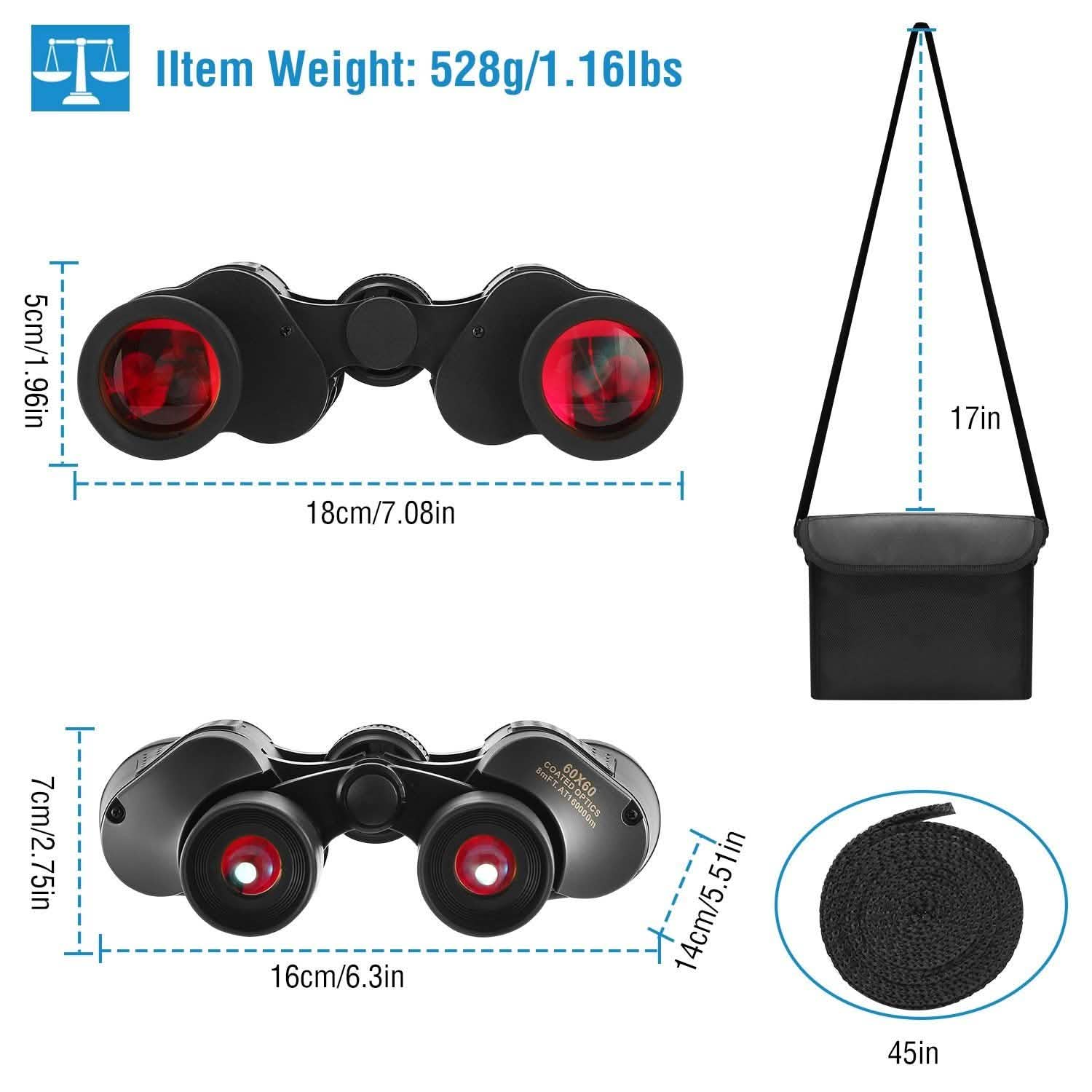 Portable HD Binoculars with Shoulder Strap Bag