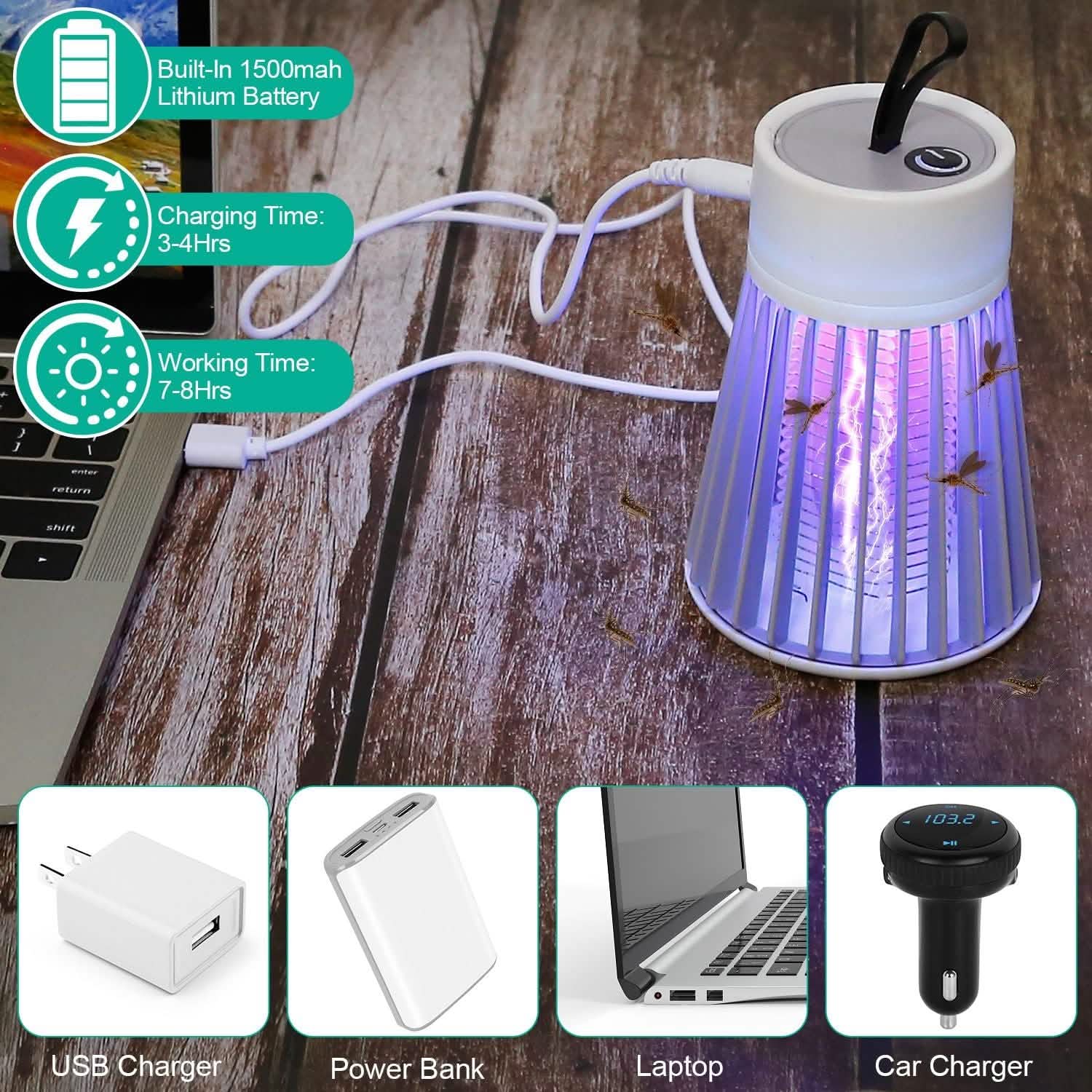Portable LED Electric Bug Zapper Mosquito Insect Killer Lamp