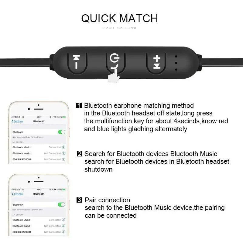 Portable Magnetic Sport Bluetooth Wireless Stereo Earphones For Workout Gym Noise Cancelling Earphones