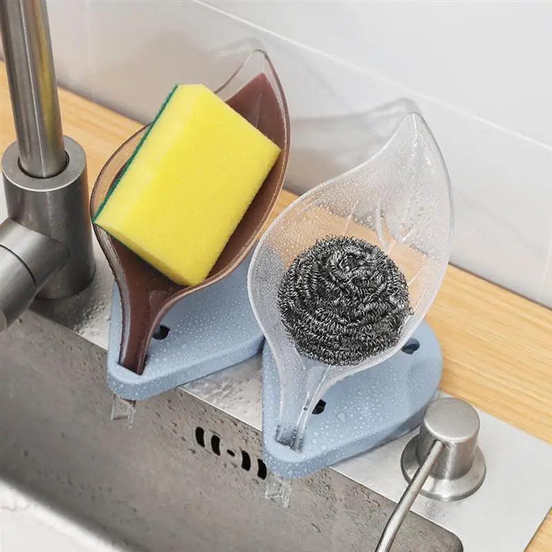 Portable Soap Dish Leaf Shape Soap Holder Leaf Shaped Soap Box Soap Dish For Bathroom Suction Cup Bathroom Storage For Soap Soap Dishes Sponge Container with Suction Cup Leaf Shape Self Draining for Bathroom Kitchen Sink
