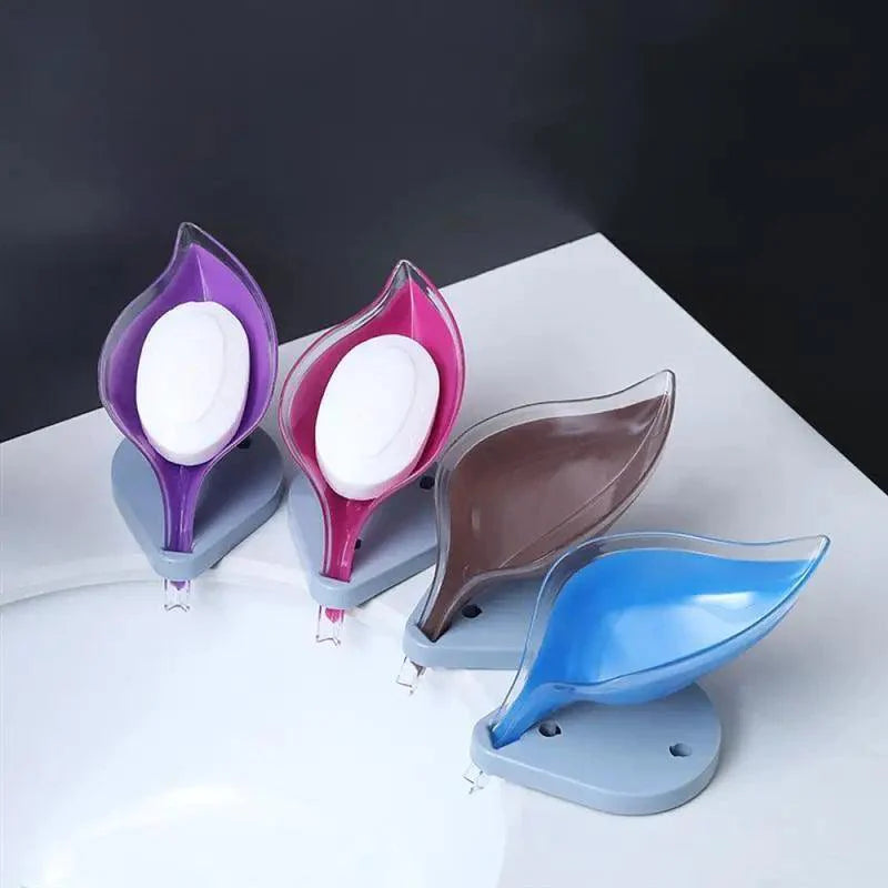 Portable Soap Dish Leaf Shape Soap Holder Leaf Shaped Soap Box Soap Dish For Bathroom Suction Cup Bathroom Storage For Soap Soap Dishes Sponge Container with Suction Cup Leaf Shape Self Draining for Bathroom Kitchen Sink