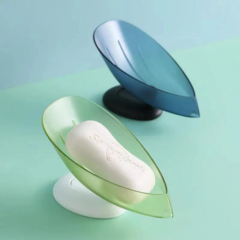 Portable Soap Dish Leaf Shape Soap Holder Leaf Shaped Soap Box Soap Dish For Bathroom Suction Cup Bathroom Storage For Soap Soap Dishes Sponge Container with Suction Cup Leaf Shape Self Draining for Bathroom Kitchen Sink
