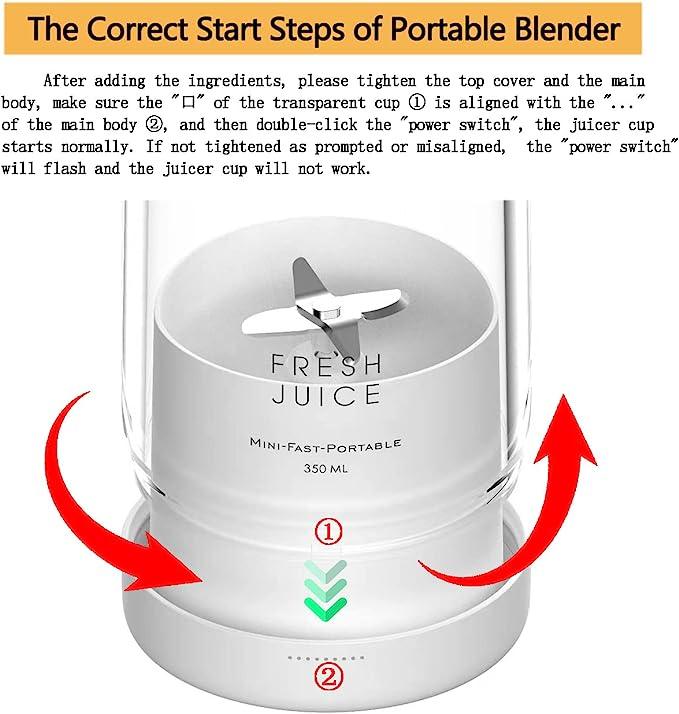 Portable White Blender Powered Blender Electric Juicer Mini Blender Multifunction Juice Maker Machine Blender Smoothies Juice Mixer