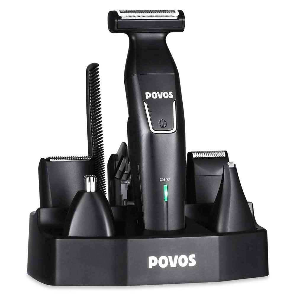 Povos Cordless 5-in-1 Beard Trimmer Body Groomer Style and Detail Kit
