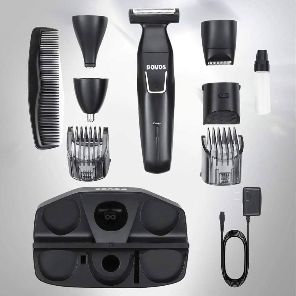Povos Cordless 5-in-1 Beard Trimmer Body Groomer Style and Detail Kit