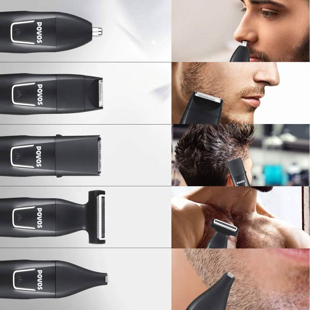 Povos Cordless 5-in-1 Beard Trimmer Body Groomer Style and Detail Kit