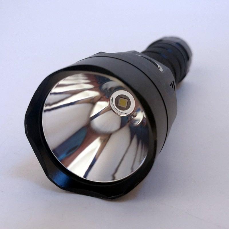 Powerful Flashlight Rechargeable Waterproof Searchlight Powerful Long Beam Distance LED Super Bright Flashlight Cree Torch with  Ramping Indicator USB Charger Super Bright Torch Best For Hiking Hunting Camping Outdoor Sport