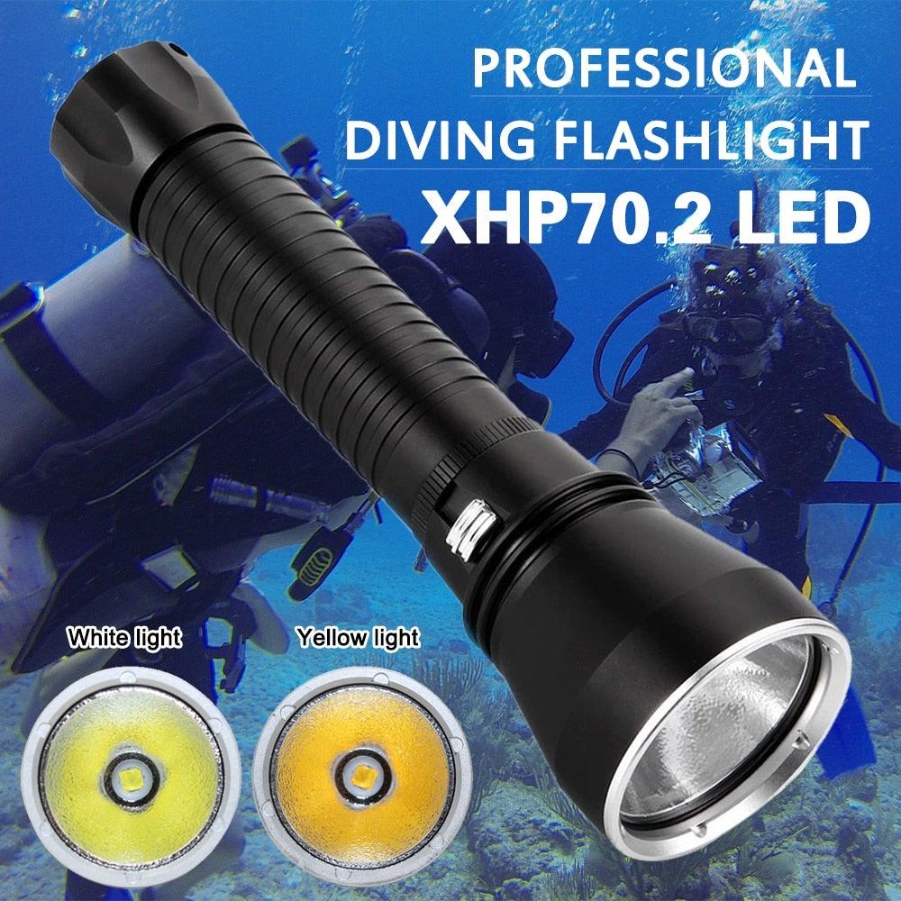 Powerful LED Rechargeable Dive Flashlight Cree Diving Flashlight Underwater Waterproof  High Lumen LED Scuba Diving  Torch Flashlight For Scuba Diving Underwater Torch