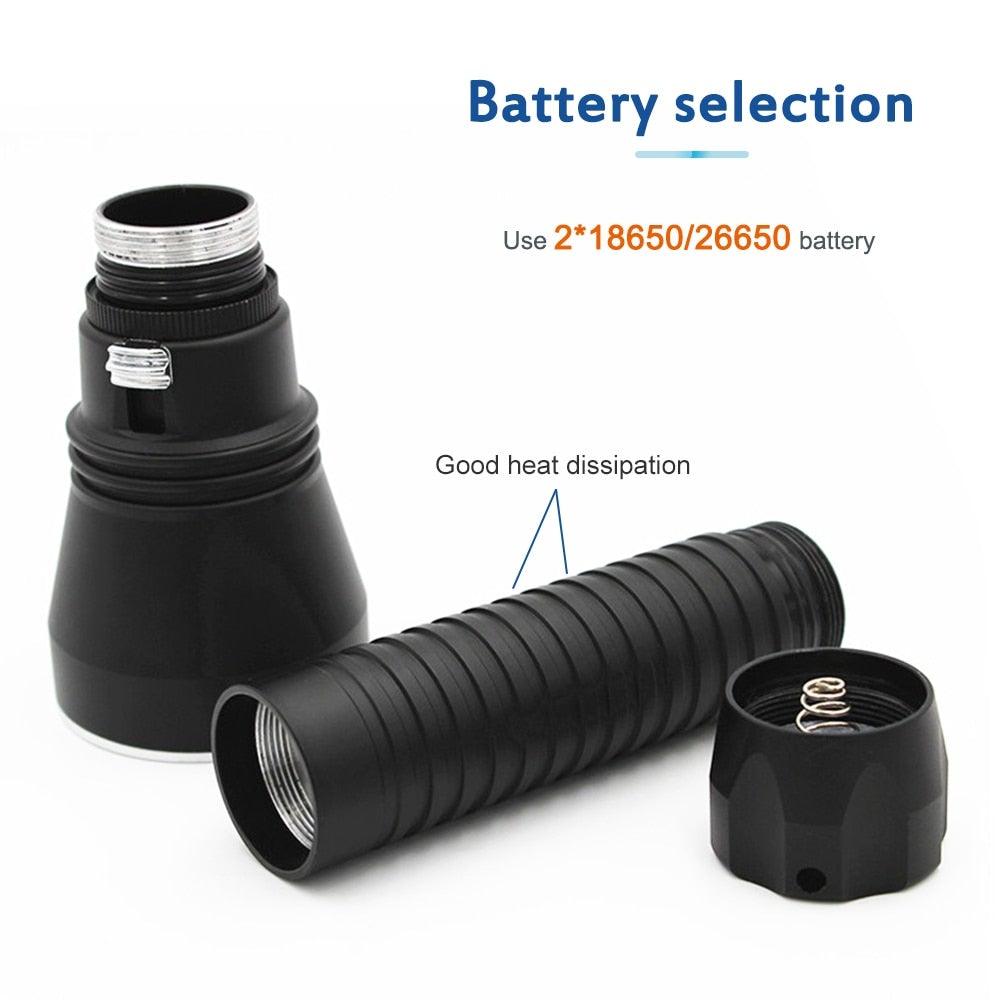 Powerful LED Rechargeable Dive Flashlight Cree Diving Flashlight Underwater Waterproof  High Lumen LED Scuba Diving  Torch Flashlight For Scuba Diving Underwater Torch