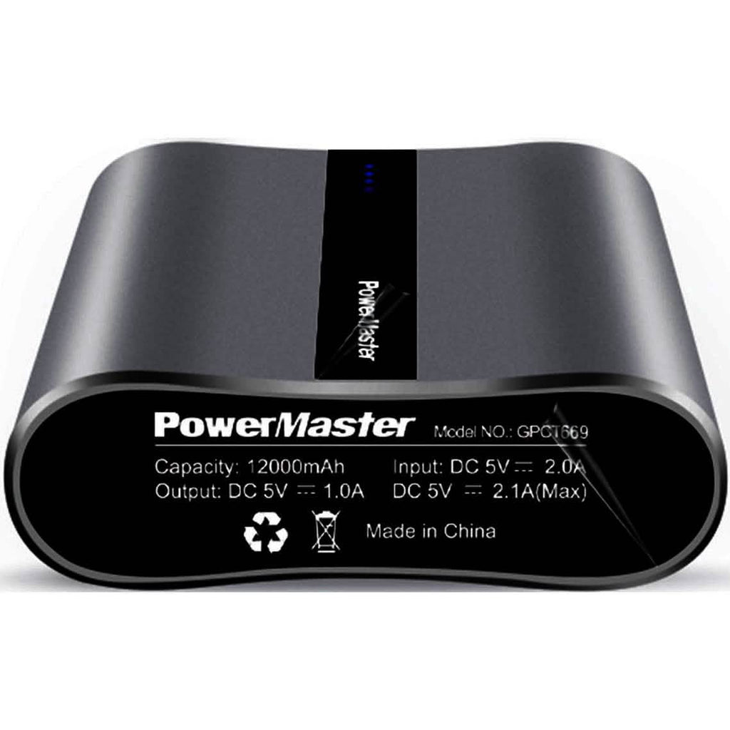 Powermaster 12000mAh Portable Charger with Dual USB Ports 3.1A Output