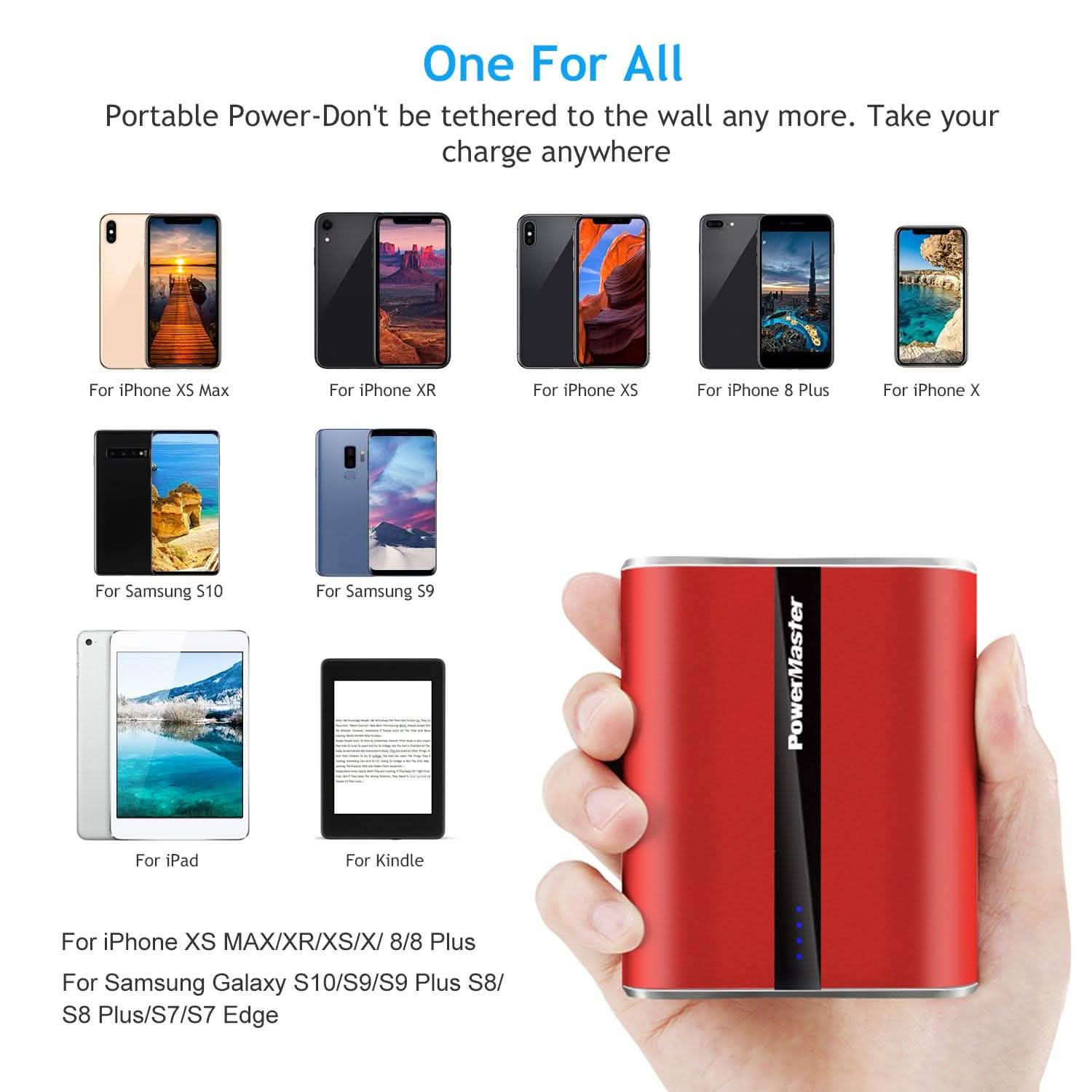 Powermaster 12000mAh Portable Charger with Dual USB Ports 3.1A Output