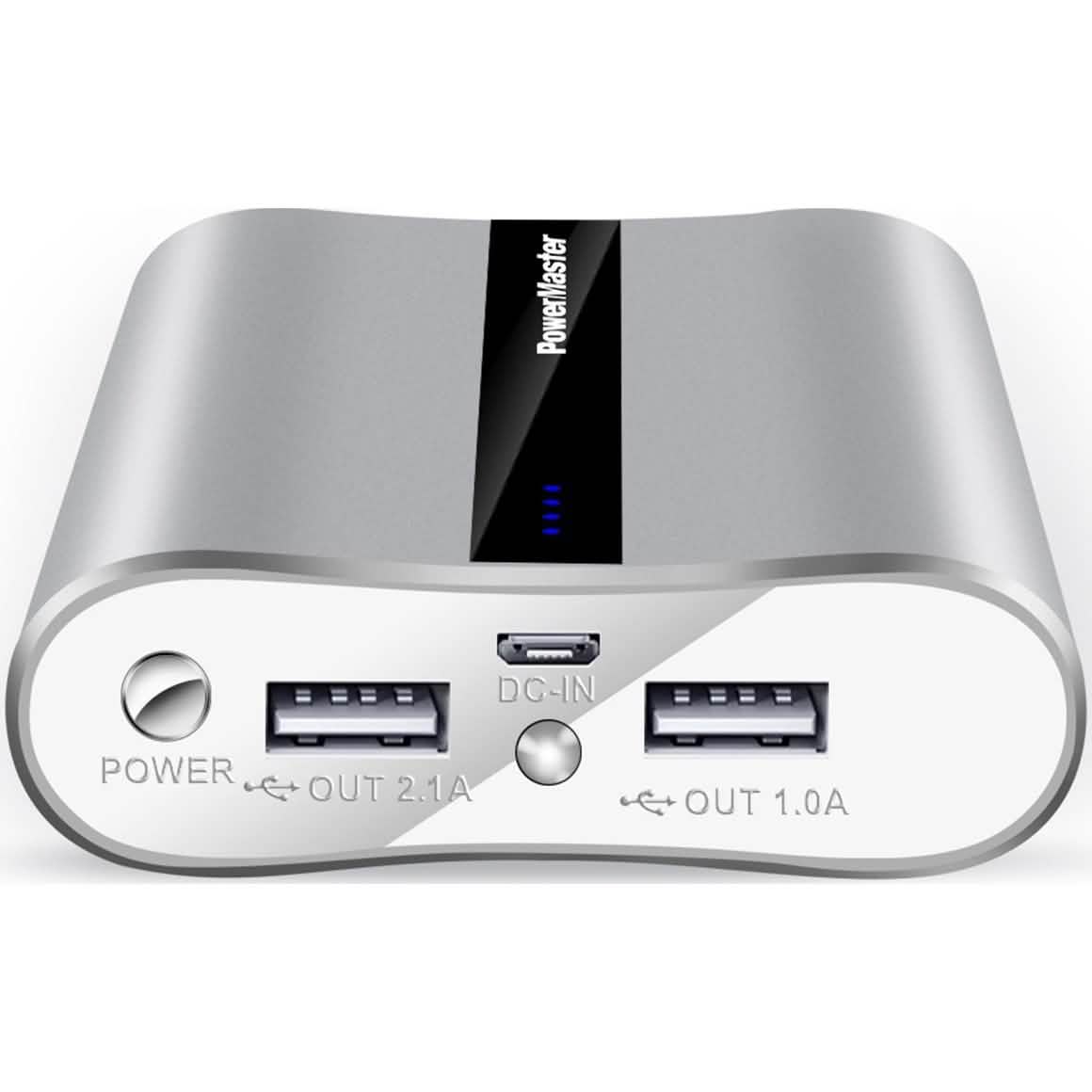 Powermaster 12000mAh Portable Charger with Dual USB Ports 3.1A Output