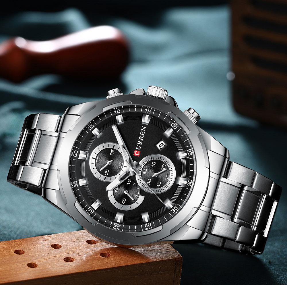Men's  Water Resistant Watch With Chronometers Day View Unique Design Perfect Gift