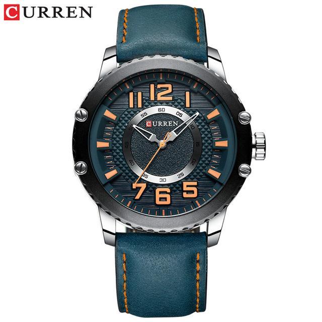 Men's Waterproof  Sport Watch With Leather  Belts  And Large Numbers Details Unique Design Perfect Gift