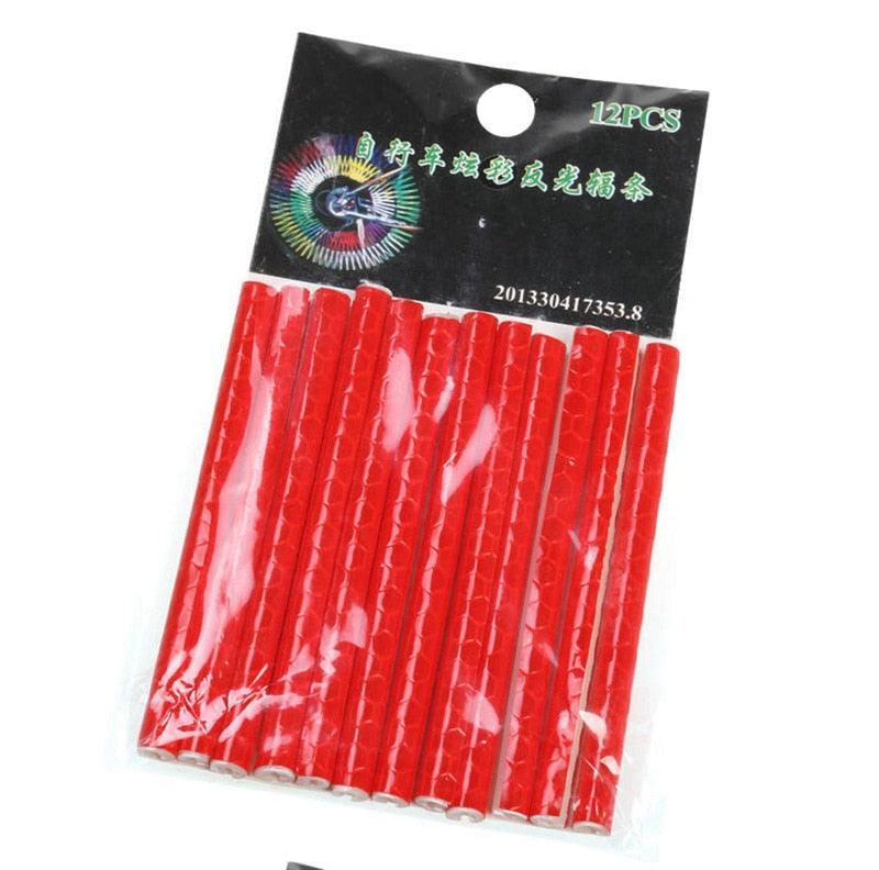 12 Pieces Bicycle Mountain Bike Riding Wheel Rim Spoke Mount Clip Tube Warning Light Strip Reflector Sets Bicycle Spoke Skins Wraps Bicycle Wheel Spoke Reflector Reflective Kids Road Mountain Bike Colorful Wheel Decoration