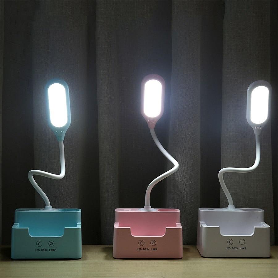 Rechargeable Led Table Lamp With Fan Touch Dimmable Desk Lamp Eye protection Reading Light For Kid With Phone Hoder Pen Holder Decorative Table Lamp Cute Study Lamps for Bedroom Décor