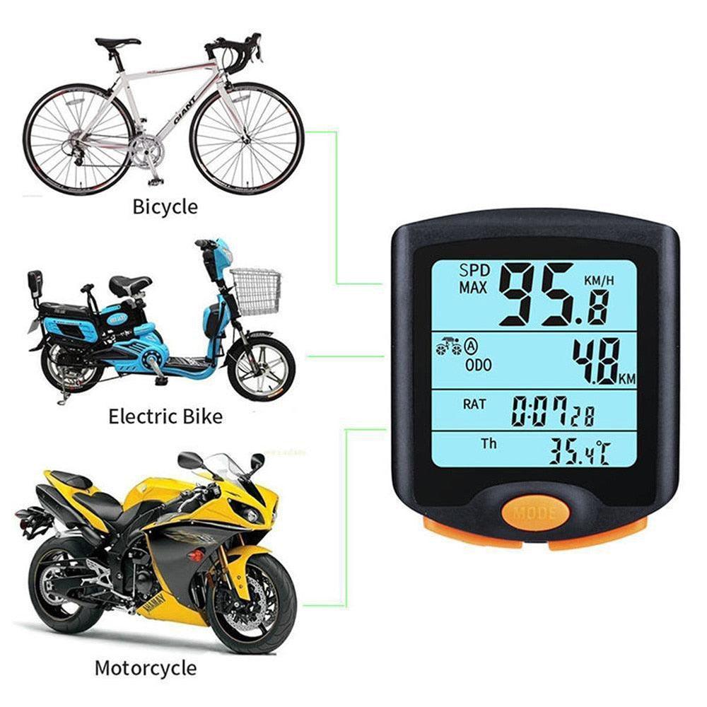 Bike Speed Meter Digital Bike Computer Multifunction Waterproof Sports Sensors Bicycle Computer Speedometer Waterproof 4 Line Display Odometer Cycling Multi Function Design