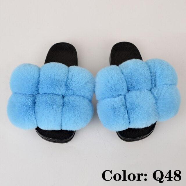 Summer Women Slippers Faux Fur Slides For Women Fluffy Slippers House Shoes Woman Slippers Open Toe Fuzzy Fur Slippers Girls Fluffy House Slides Outdoor Indoor Slippers