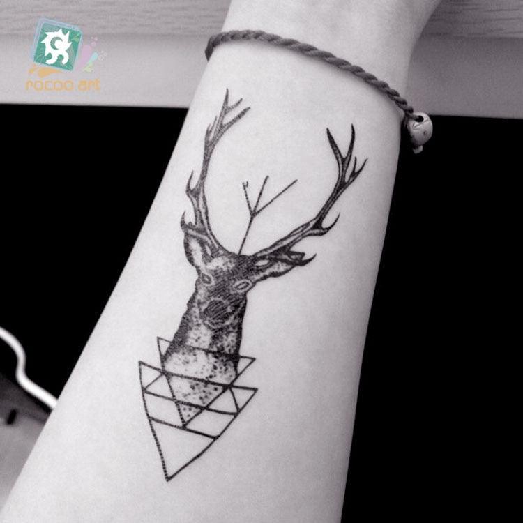 Luxury Head Deer Waterproof Temporary Stickers Tattoo Modern Colorful Tatoo For Women Men