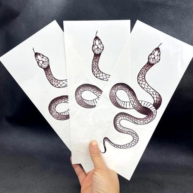 Big Size Black Snake Temporary Tattoo Stickers Body Waist Waterproof Realistic Dark Tattoo For Womens