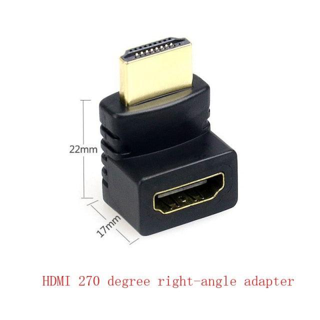 HDMI Compatible 90 Degree Right Angle Adapter HDMI 270 Degree HDMI Gold Plated HDMI 2.0 Male To Female Adapter Connector HDMI Cable Extender 3D 4K Supported