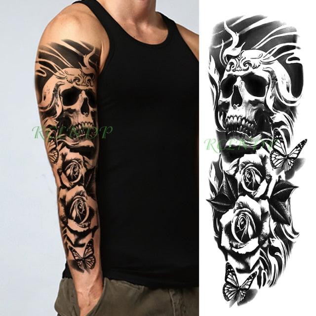 Extra Large Full Arm Leg Body Hand Waterproof Fake Tattoo Stickers Temporary Realistic Black Modern Mens Tattoo
