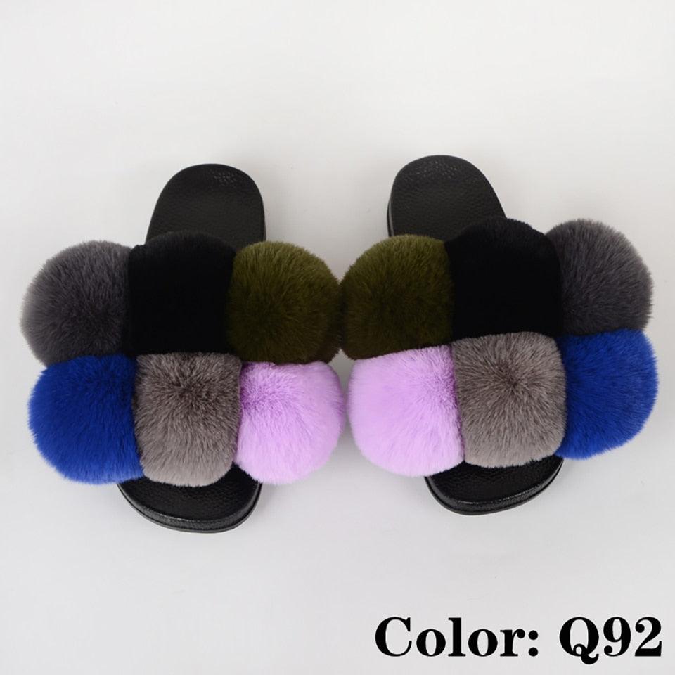 Summer Women Slippers Faux Fur Slides For Women Fluffy Slippers House Shoes Woman Slippers Open Toe Fuzzy Fur Slippers Girls Fluffy House Slides Outdoor Indoor Slippers