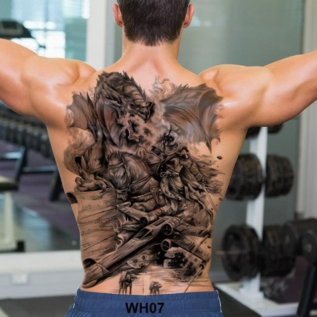 Extra Large Back Temporary Lion Tatoo Sticker Waterproof Black Luxury Big Modern  Design For Mens
