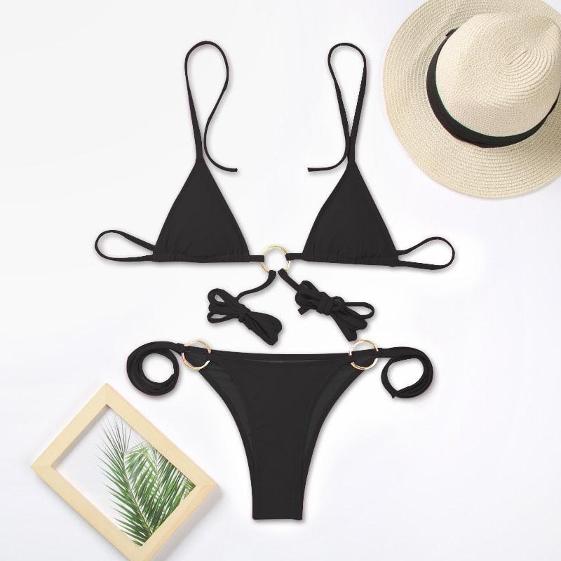 Vintage Print Bikini Female Handwork Small Ruffle Swimming Suit For Women Swimwear High Cut Bikini Set String Print Halter String Triangle Bikini Set Luxury Swimwear Two Piece Swimsuit
