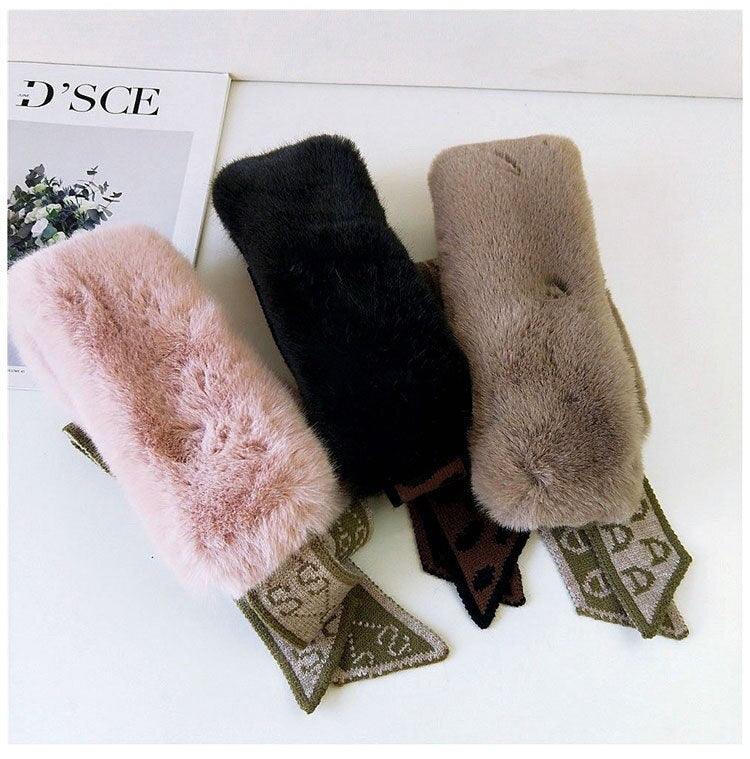 New Autumn Winter Fashion Soft Faux Fur Crochet Knitted  Neck Warmer Elastic Neck Gaiter Head Wrap Lightweight Scarf Collar Neck Elegant Warmer Scarves for Women