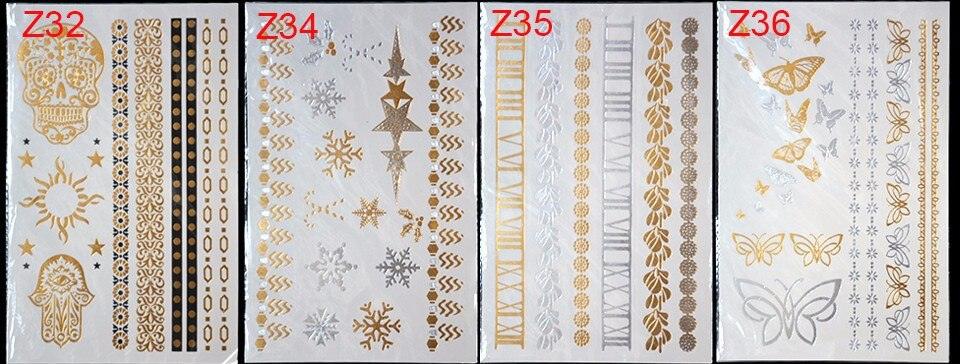 Body Tattoo Art Painting Stickers Glitter Gold Silver Temporary Waterproof Nontoxic Long Lasting Tattoos