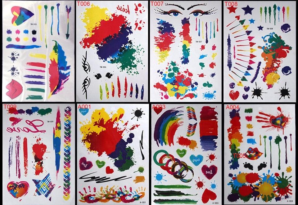 Body Tattoo Art Painting Stickers Glitter Gold Silver Temporary Waterproof Nontoxic Long Lasting Tattoos