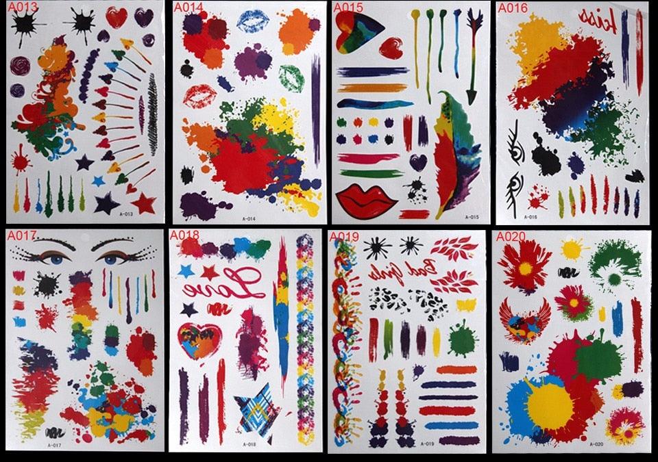 Body Tattoo Art Painting Stickers Glitter Gold Silver Temporary Waterproof Nontoxic Long Lasting Tattoos