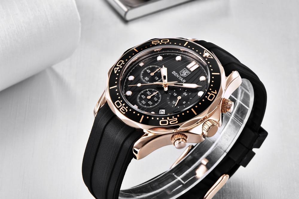 Black Multifunctional Sport Men Watches Luxury Quartz Watches Fashion Chronograph Stylish Elegant Comfortable Watch For Men