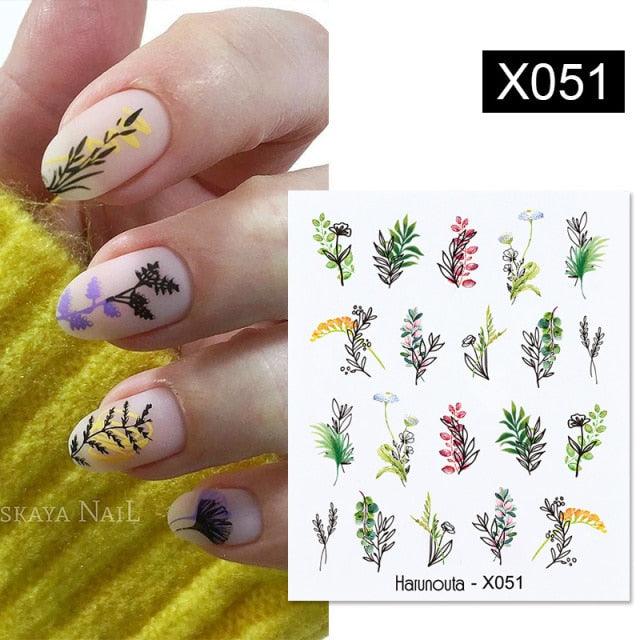 Spring Simple Green Theme Water Decal Sticker Flower Leaf Tree Summer Slider For Manicuring Nail Art Watermarks Art Decoration Manicure Tools Nail Watermark Decals iridescent Decoration Nail Self-Adhesive Decals Nail Stickers Water Transfer Fresh Nail