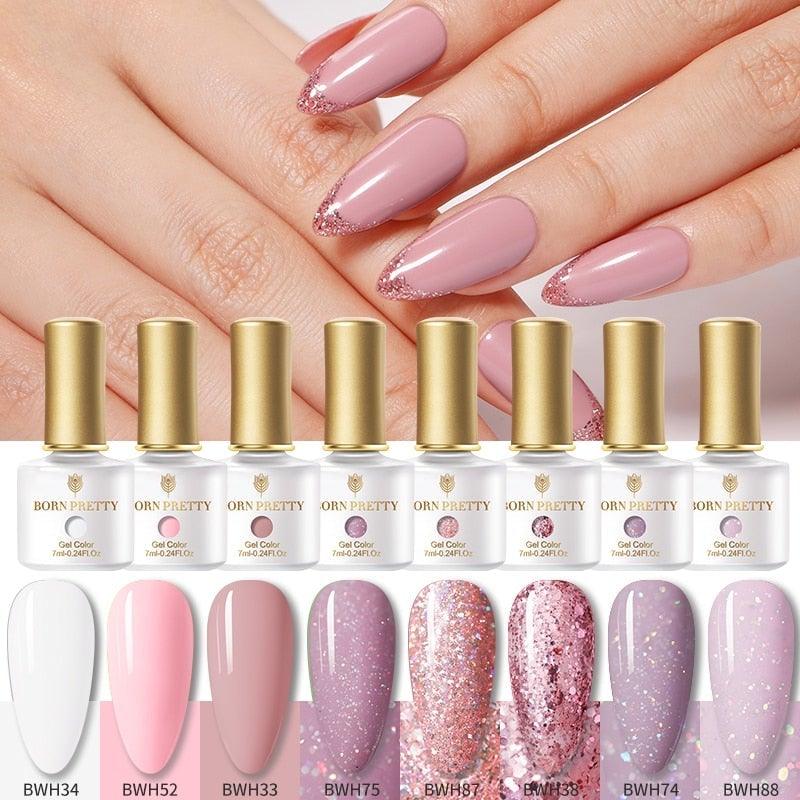 2021 New Womens Colorful Nail Gel Polish Modern Glitter Pink Purple UV Diamond Stylish Design Nail Colors Gel