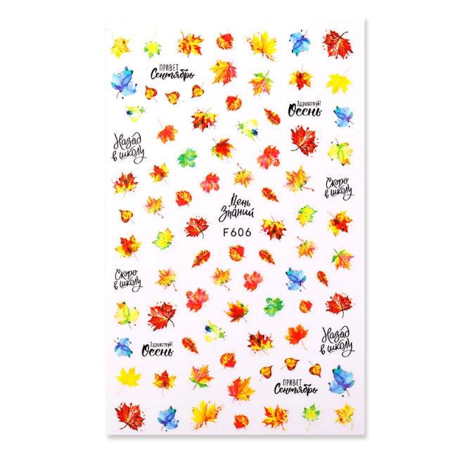 Maple Leaves 3D Nail Stickers Fall Leaf Flowers Line Sliders For Nails Self Adhesive Stickers Autumn Manicuring Decals Transfer Nail Decals Sticker For Pretty Girl Self-Adhesive Nail Decals Designer Nail Stickers for Acrylic