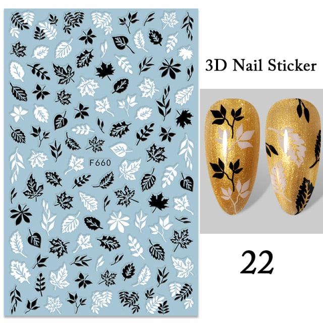 Maple Leaves 3D Nail Stickers Fall Leaf Flowers Line Sliders For Nails Self Adhesive Stickers Autumn Manicuring Decals Transfer Nail Decals Sticker For Pretty Girl Self-Adhesive Nail Decals Designer Nail Stickers for Acrylic