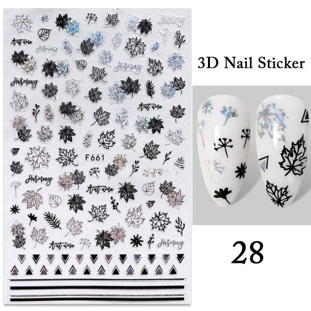 Maple Leaves 3D Nail Stickers Fall Leaf Flowers Line Sliders For Nails Self Adhesive Stickers Autumn Manicuring Decals Transfer Nail Decals Sticker For Pretty Girl Self-Adhesive Nail Decals Designer Nail Stickers for Acrylic