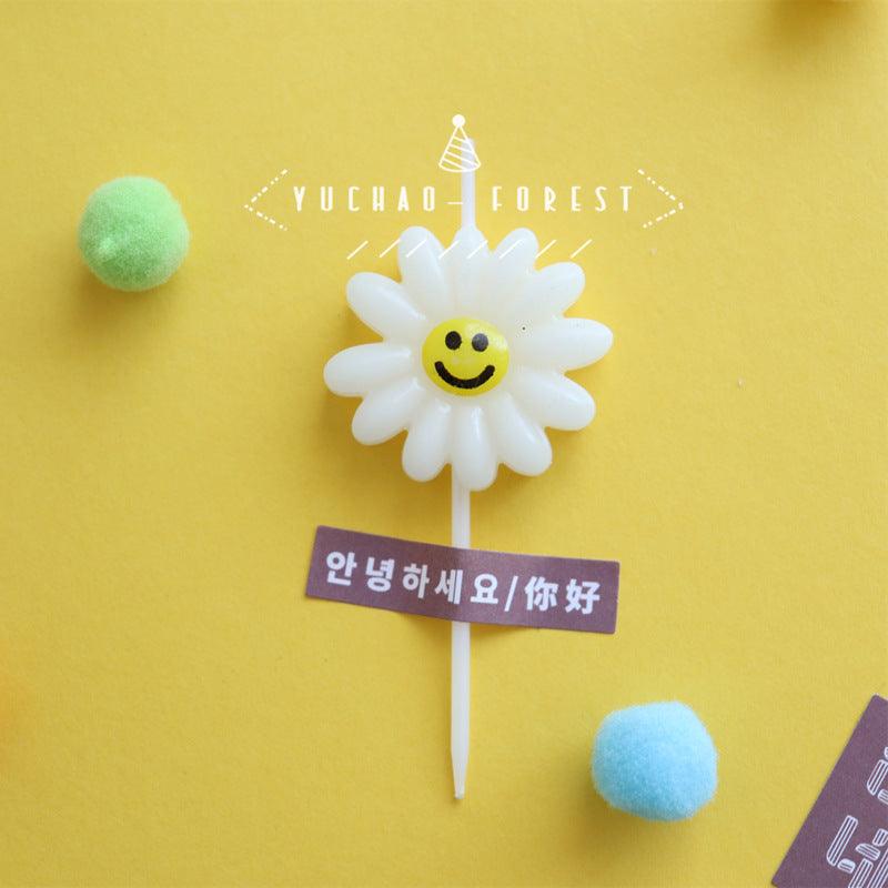 Cute Birthday Candle Daisy Birthday Candles Kids With Smiley Faces Children's Birthday Candles Birthday Cake Decorations Themed Party Supplies Lovely Flower Candles Daisy Shape